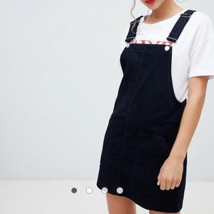 Short Corduroy Overall Dress (Navy)